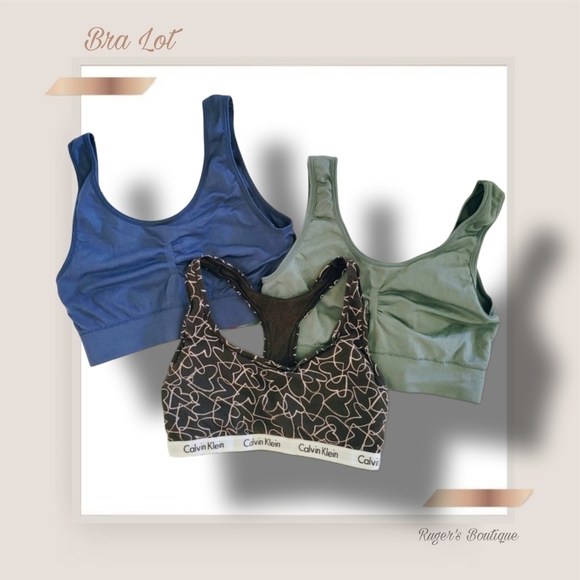 Calvin Klein Other - 🌿Bra Lot of 3 Women's Small/Medium Sports Bras in Blue, Green, Black & White